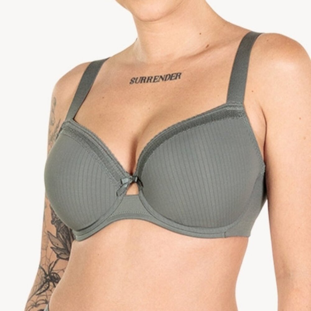 Understance Marion FlexWire Demi Bra Pine Grey Tshirt Molded Underwire 30H